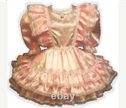 Cheryl Custom Fit Pink Satin Ruffles Adult Baby Sissy Dress by Leanne's