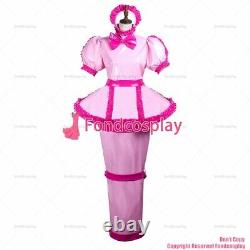 Cross dressing sissy maid baby pink heavy pvc dress lockable Uniform CD/TV G3740