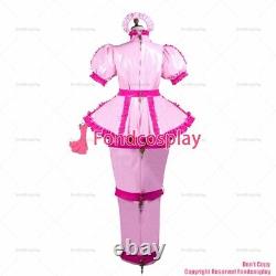 Cross dressing sissy maid baby pink heavy pvc dress lockable Uniform CD/TV G3740