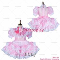 Cross dressing sissy maid baby pink organza dress lockable Uniform CD/TVG2153