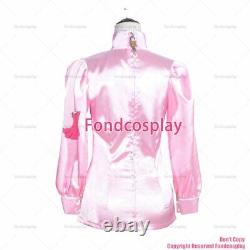 Cross dressing sissy maid baby pink satin Lockable shirt Uniform CD/TVG4006