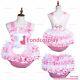 Cross Dressing Sissy Maid Baby Pink Satin Dress Rompers Apron Panties Cdg3758