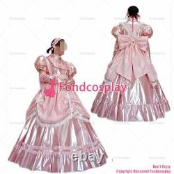 Cross dressing sissy maid baby pink thin pvc dress lockable Uniform CD/TVG2458