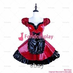 Cross dressing sissy maid baby red thin pvc dress lockable Uniform CD/TVG1578