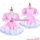 Cross Dressing Sissy Maid Lockable Baby Pink Organza Satin Dress Uniformg1479