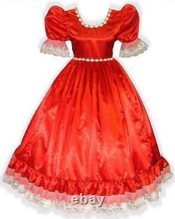 Crystal Custom Fit Red Satin Adult Baby Sissy Dress up Gown by Leanne's