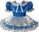 Cynthia Custom Fit Blue Satin Adult Little Girl Baby Sissy Dress By Leanne's