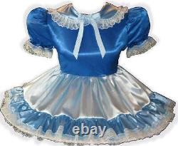 Cynthia Custom Fit Blue Satin Adult Little Girl Baby Sissy Dress by Leanne's