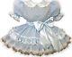 Dianna Custom Fit Blue Satin Roses Adult Baby Sissy Dress With Sash Leanne