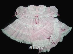DreamyBB ADULT SISSY EYELET BABY TEA DRESS SET snap crotch