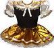 Emily Custom Fit Gold & Brown Satin Adult Lg Baby Sissy Dress Leanne