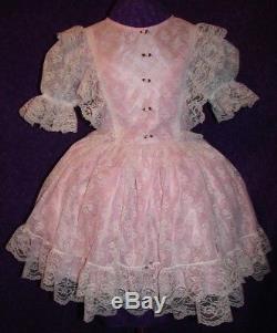 Enchanting Lace and Candy Pink Satin Sissy Lolita Adult Baby Custom Aunt D