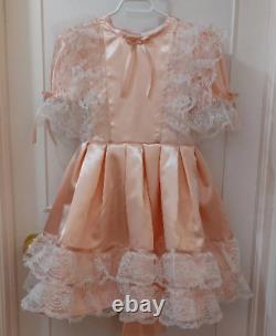 Fancy Dress, Blush Pink Satin Sissy Lolita Adult Baby Custom Aunt D