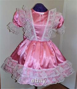 Fancy Dress, Candy Pink Satin Sissy Lolita Adult Baby Custom Aunt D