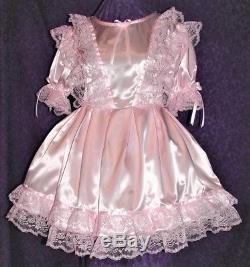 Fancy Pink Satin Sissy Lolita Adult Baby Dress Custom Aunt D