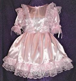 Fancy White Satin Sissy Lolita Adult Baby Dress Custom Aunt D