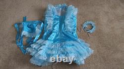GOceBaby Sissy Maid Lolita Cosplay Abdl Blue Satin Lace Ruffle Lockable Dress
