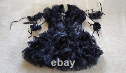 GOceBaby Sissy Maid Lolita Cosplay Abdl Gothic Black Satin Lace Ruffle Dress
