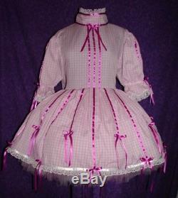 Gingham & Ribbon Lilac Sissy Lolita Adult Baby Dress Aunt D