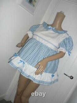 Gingham Sissy Adult Baby Play Dress And Matching Panties & Cuffs