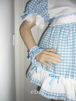 Gingham Sissy Adult Baby Play Dress And Matching Panties & Cuffs