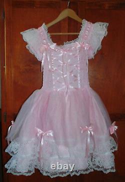 Happy Dress with Tulle and Lace for Sissy, Lolita, Adult Baby Custom Made Aunt D