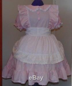 Heavenly Pink Dress with Apron Sissy Lolita Adult Baby Dress Aunt D