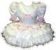 Helen Custom Fit White Satin Pink Bows Adult Baby Sissy Dress By Leanne's