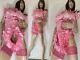 High Shine Silky Soft Double Satin, Sissy Maid Front Zipper Romper Candy Pink