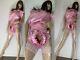 High Shine Silky Soft Double Satin, Sissy Maid Front Zipper Romper Candy Pink