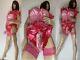 High Shine Silky Soft Double Satin Sissy Maid Padded/ribbed Sleeve Romper Pink