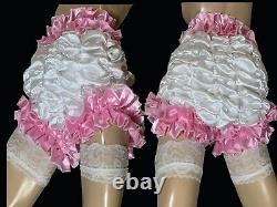 High Shine Silky Soft Luxury DOUBLE Satin Bubble Full Cut Sissy Panties White