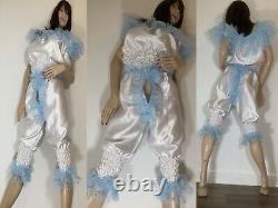 High Shine Silky Soft Satin, Sissy Maid 3/4 Romper/Play Suit Front/Rear Zipper