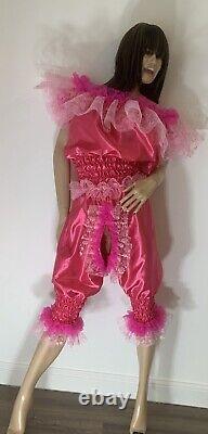 High Shine Silky Soft Satin Sissy Maid 3/4 Romper/Play Suit Front/Rear Zipper