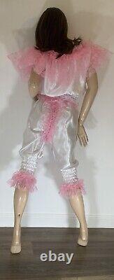 High Shine Silky Soft Satin, Sissy Maid 3/4 Romper/Play Suit Front/Rear Zipper