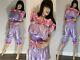 High Shine Silky Soft Satin Sissy Maid Vinyl Text 3/4 Romper/play Suit Lilac