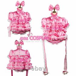 Hot pink satin Sissy baby boy maid mini dress CD/TV Tailor-made