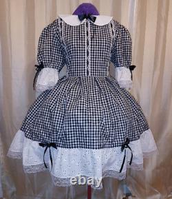 Innocent Gingham Dress for Sissy, Lolita, Adult Baby, custom made Aunt D