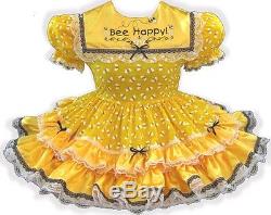 Jessica CUSTOM FIT Yellow Satin Bees Adult Little Girl Baby Sissy Dress LEANNE