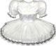 Joy Custom Fit White Brocade Roses Taffeta Adult Baby Lg Sissy Dress Leanne