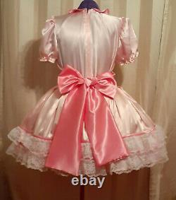 Joyful Satin Sissy Dress, Pink, Adult Baby, Cross Dresser, Custom Made Aunt D
