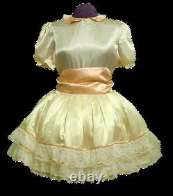 Joyful Satin Sissy Dress, Yellow, Adult Baby, Cross Dresser, Custom Made Aunt D