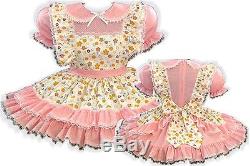 Katie Custom Fit PINK Ruffles Adult Little Girl Baby Sissy Dress & Sash LEANNE
