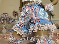 LUXURY SILKY SATIN CHIFFON LACE SISSY MAID ADULT BABY FULL CUT PANTIES Lined