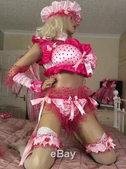 LUXURY SILKY SATIN FRILLY HEART LACE SISSY MAID ADULT BABY TIE ON PANTIES lined