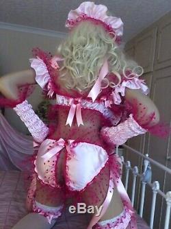 LUXURY SILKY SATIN FRILLY HEART LACE SISSY MAID ADULT BABY TIE ON PANTIES lined