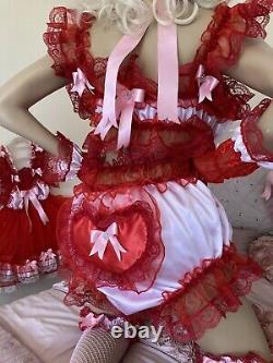 LUXURY SILKY SATIN LACE ORGANZA SISSY ADULT BABY DOLL FULL CUT PANTIES Lined