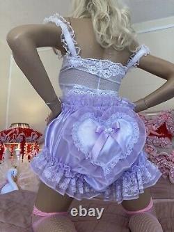 LUXURY SILKY SATIN & LACE SISSY MAID ADULT BABY FULL CUT PANTIES Lined