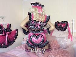 LUXURY SILKY SATIN SISSY MAID ADULT BABY DOLL FULL CUT HEART BUTT PANTIES Lined