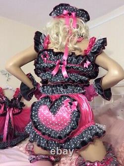 LUXURY SILKY SATIN SISSY MAID ADULT BABY DOLL FULL CUT HEART BUTT PANTIES Lined
